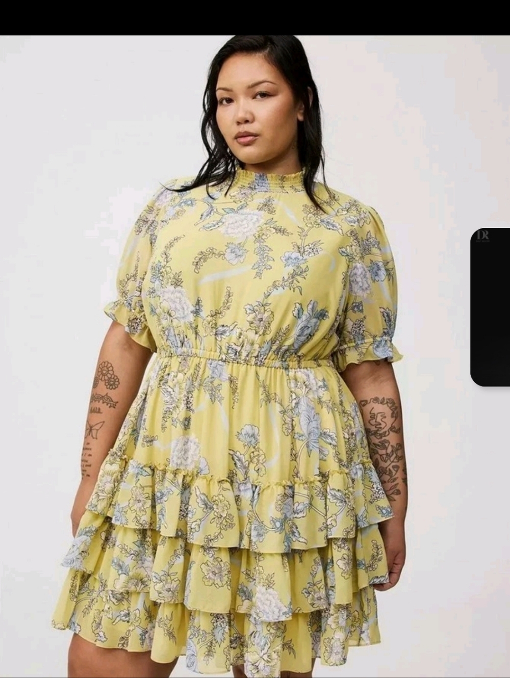 torrid Yellow and Blue Floral Smocked Top